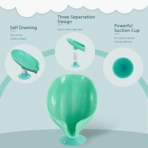 Miniatura 3 de Jabonera con forma de hoja, jabonera autodrenante, extiende la vida útil del jabón en barra, mantiene el jabón seco, verde y verde, 2 unidades