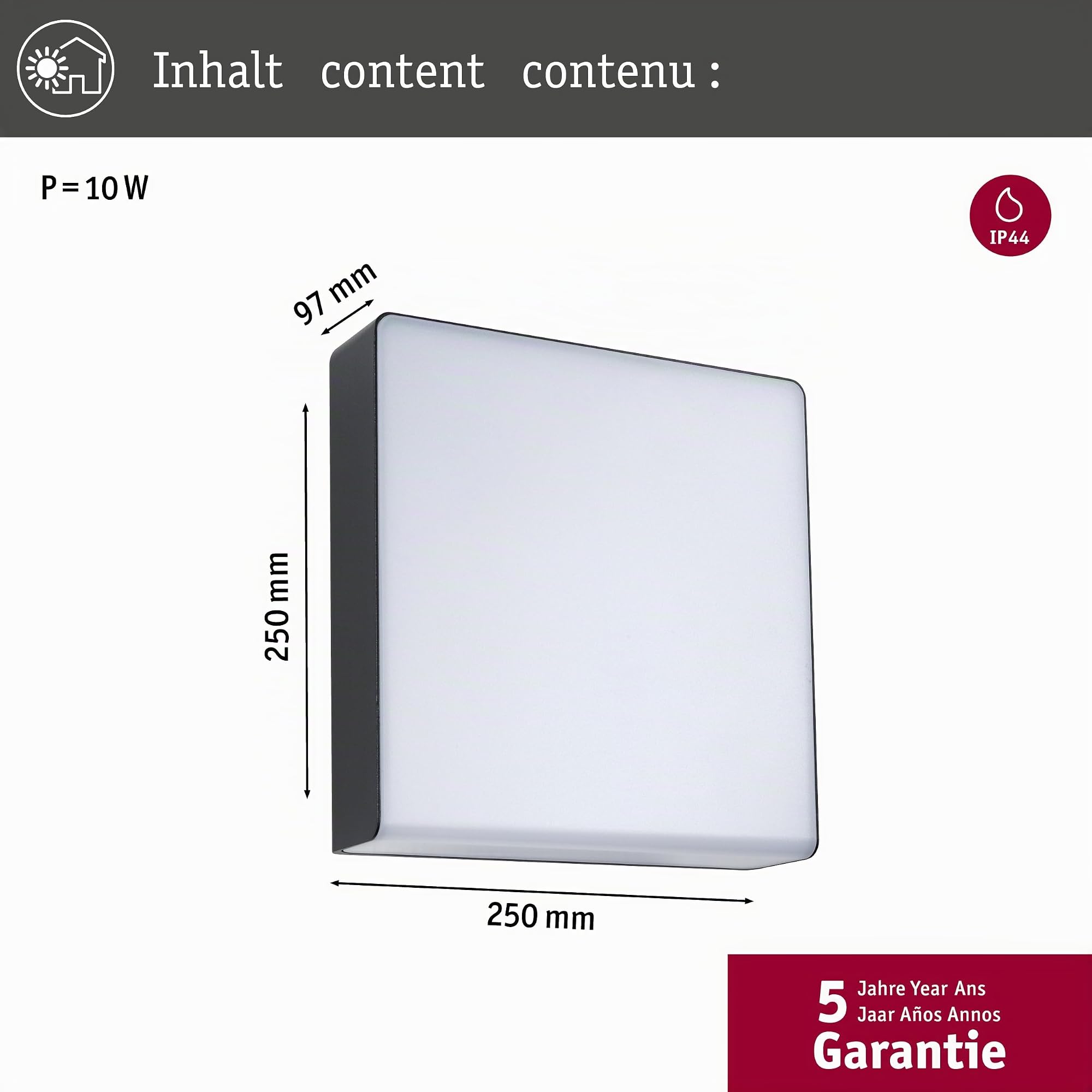 Paulmann 94842 LED Außenwandleuchte Smart Home Zigbee Azalena Bewegungsmelder IP44 250x97mm Tunable Warm 8,5W 700lm Anthrazit Außenleuchte