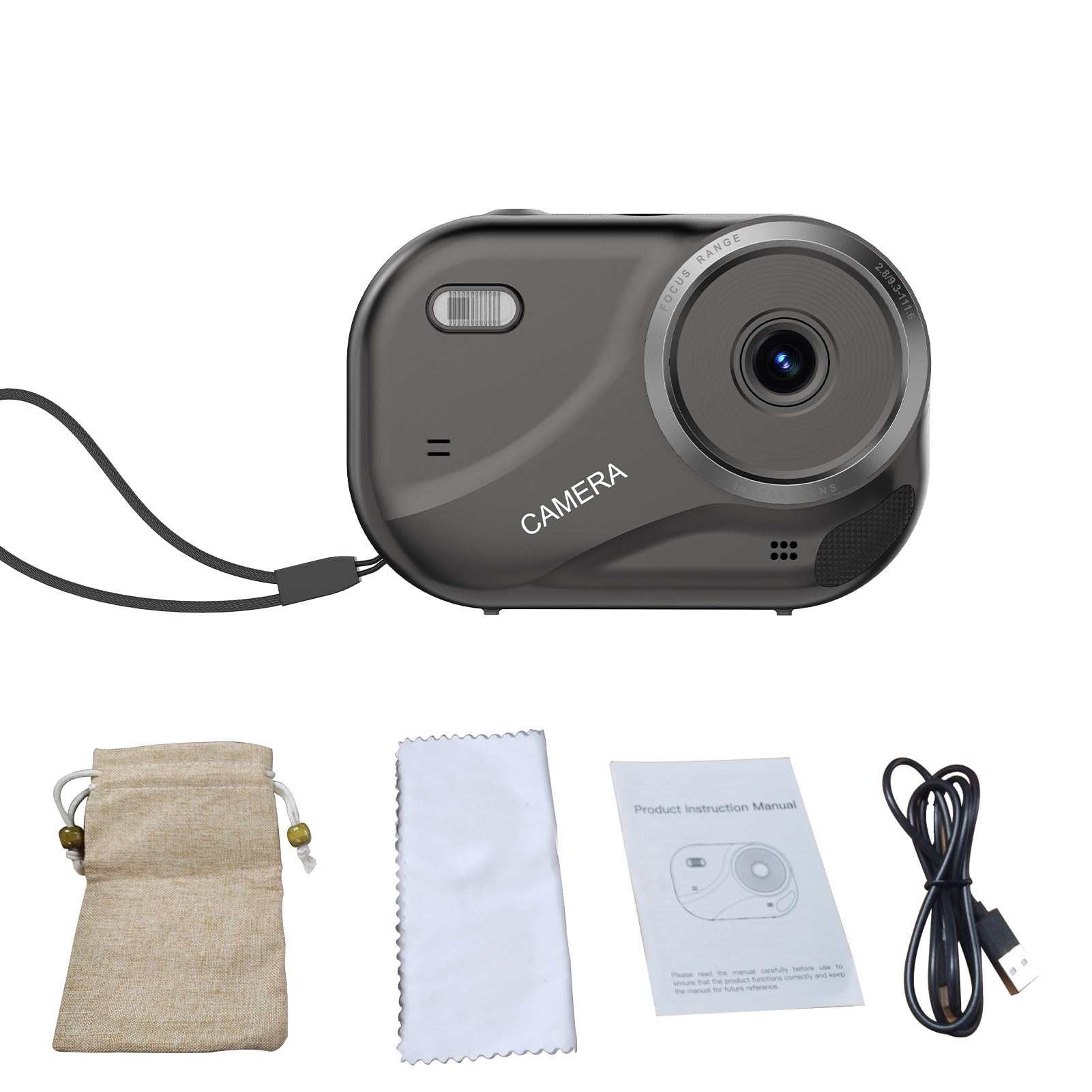Denash Kamera Cyfrowa 4K 16x Zoom 48MP z kartarnią 32 GB dla Dzieci, Złap Oszałamiające Filmy 4K UHD i 48MP z 16x Cyfrowe Zoom, Obsługa Antyokrębla (BLACK)
