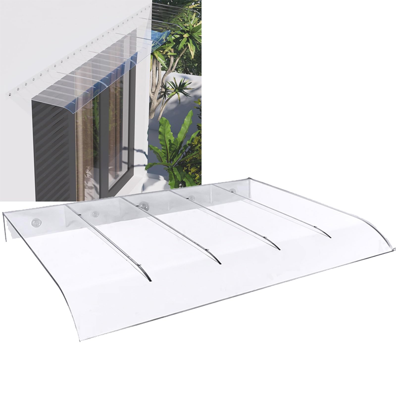 Czyzmdd Outdoor Patio Canopy Awning Cover Clear Polycarbonate Shelter For Window And Door Waterproof Rain Snow Protection (40Cmx500cm)