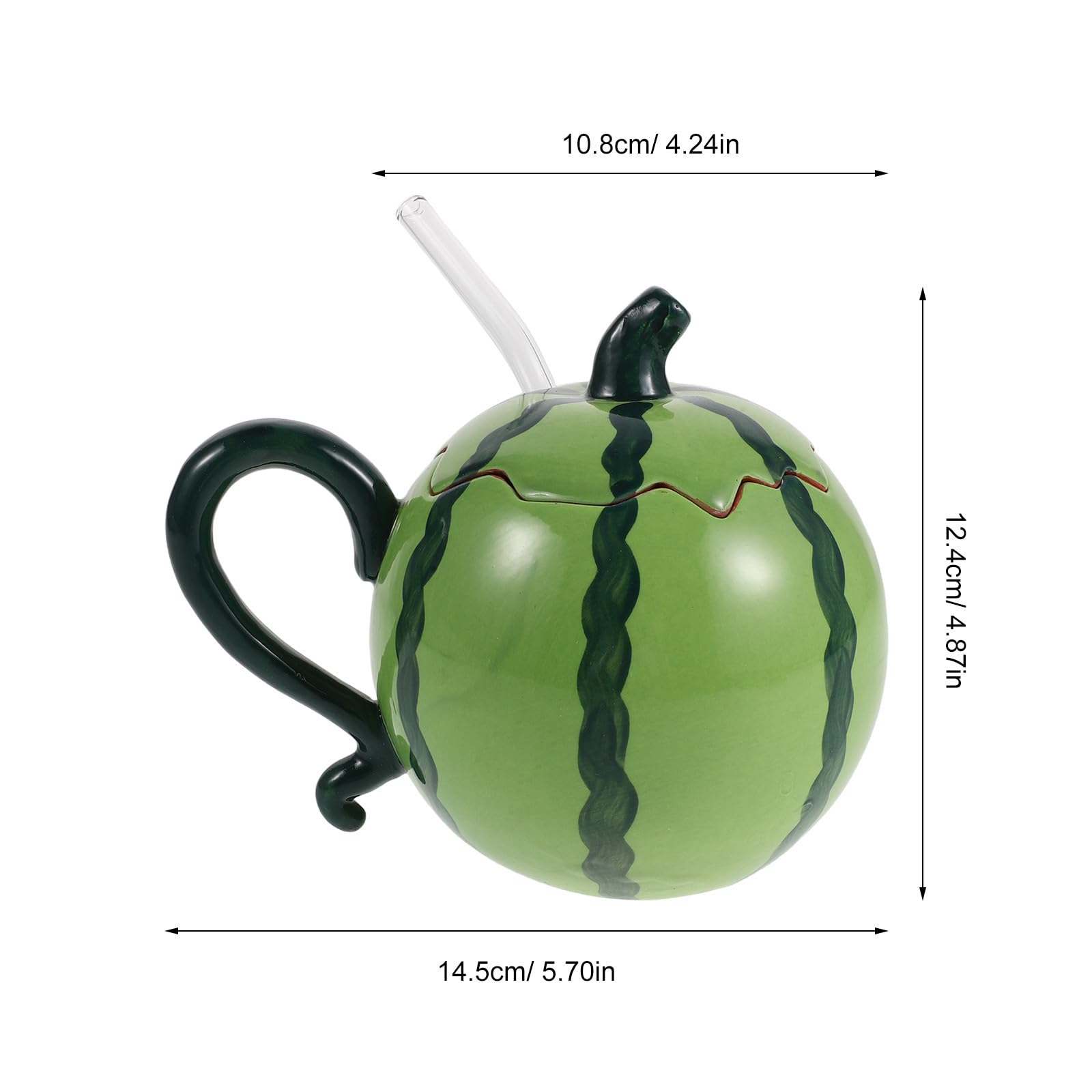 VALICLUD Keramik Wassermelonenbecher mit Deckel und Strohhalm 500ml