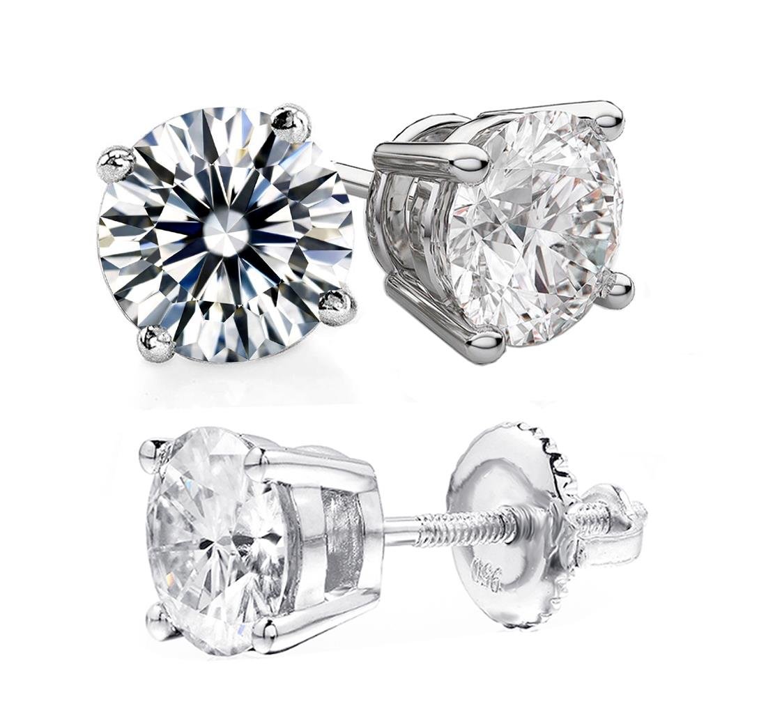 DiamonbellaDiamonbella Spectacular 10 Hearts & 10 Arrows Cut Simulated Diamond Stud Earrings Screw Back 925 Silver 1 2 4 Carats