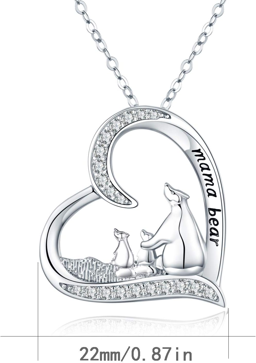 JUSTKIDSTOY Sterling Silver Mom Necklace Mama Bear Pendant Necklace Jewelry for New Mom Grandmother Women - Image 4