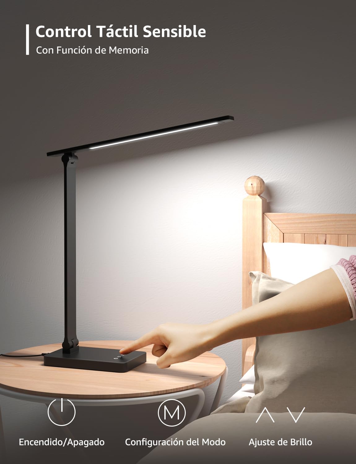 Lepro Lámpara LED Escritorio, Lámpara de Mesa 9,2W, Flexo LED Escritorio 750LM 5 Color y 5 Nivel de Brillo Regulable, Luz Mesa Cuidado de Ojos para Cama, Oficina, Leer, Estudiar, Relajamiento, Negro