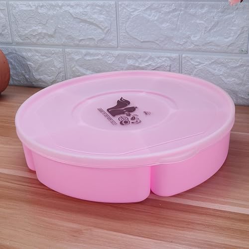 Miniatura 5 de Bandeja creativa de plástico dividida para servir aperitivos con tapa, 6 compartimentos para nueces, dulces, aperitivos y más, forma redonda, apta