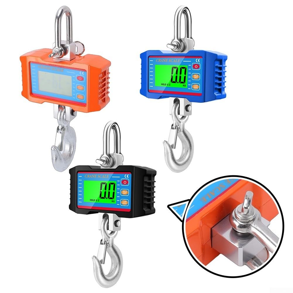Digitale Kranwaage 1000kg LCD Display Hängewaage Präzise Industrielle Waage mit Haken für Lager Bau Landwirtschaft kg/lb(black)