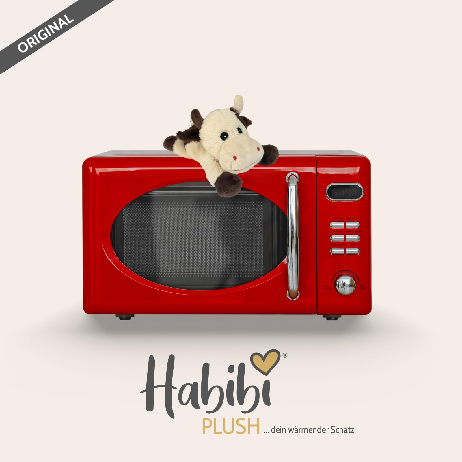 Habibi Premium MIDI Deluxe – Cojín térmico para bebés y niños – 2044 Mini vaca, relleno de mijo extraíble, para calentar en el microondas, también apto para adultos (vaca)