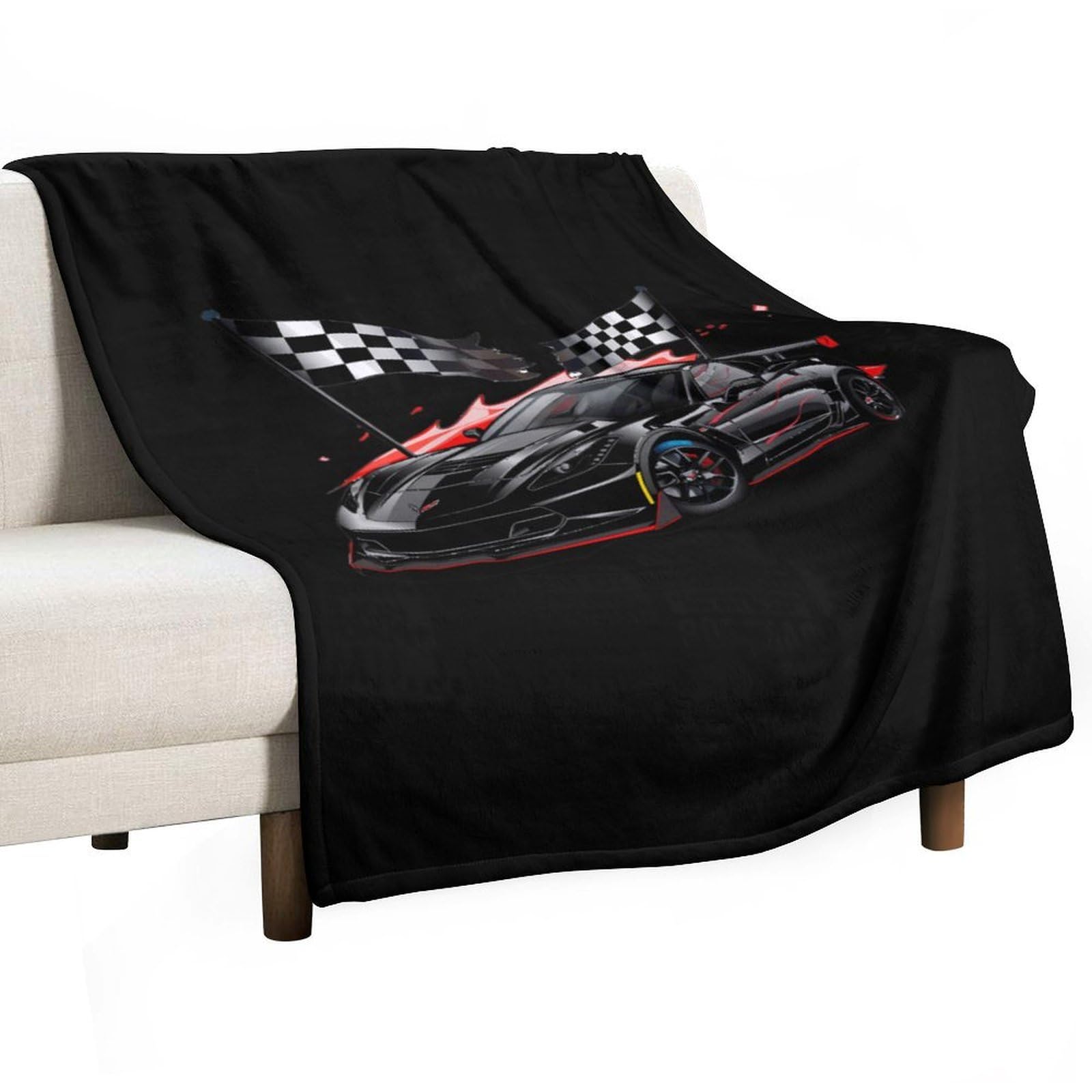 CGSBNGHA Car Racing Automobile Sport Racer Checkered Flag Flannel Fleece Blanket Lightweight Soft Throw Blankets for Sofa Couch Bed Chair