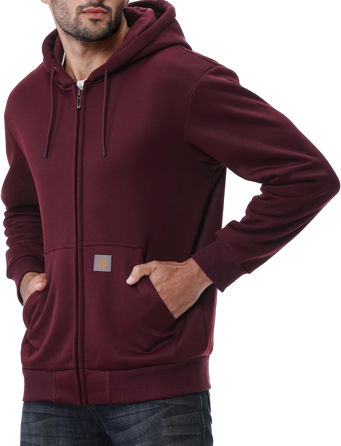 Men's Loose Fit Heavyweight Full Zip Fleece-Lined Hoodie Sweatshir - Image 3