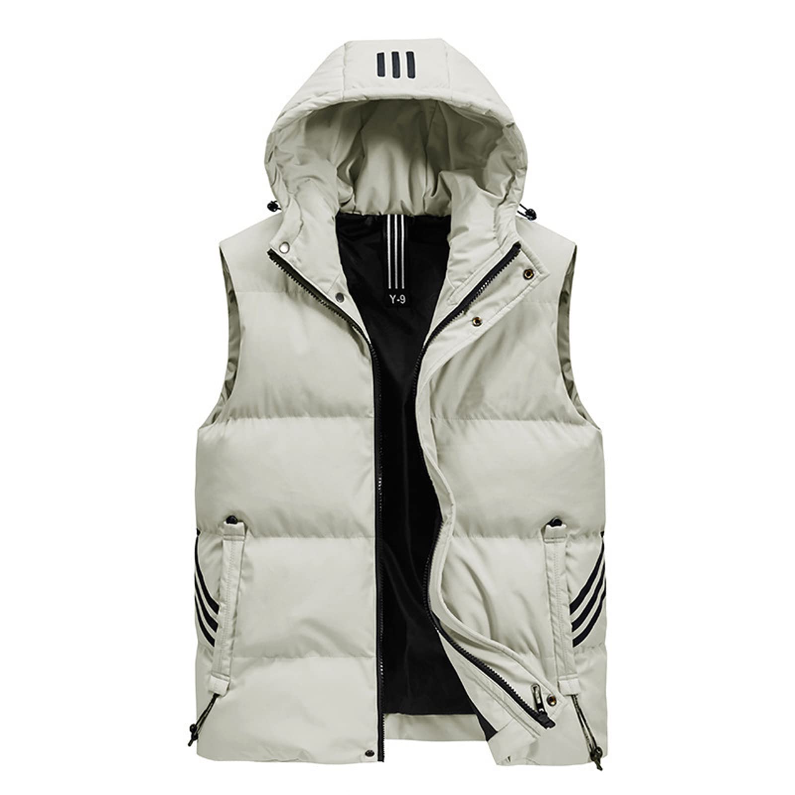 Chaleco de capucha para hombre al aire libre repelente de agua caliente a prueba de viento más chaleco de terciopelo casual chaleco de pesca chaqueta de viaje ropa de abrigo superior gris-L