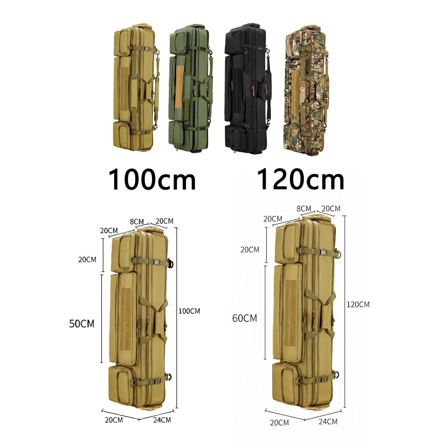 Fucile Borsa Tattica, Borsa Porta Armi Poligono, Custodia Morbida Fodero Porta Fucili Imbottito, Zaino Fucile Caccia, Canna da Pesca Borsa, Borsa Tattica Militare Black,120cm