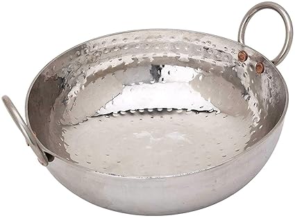 KC Sandwich Bottom Heavy Guage Stainless Steel Hammered Kadhai Cookware(2500 ML)