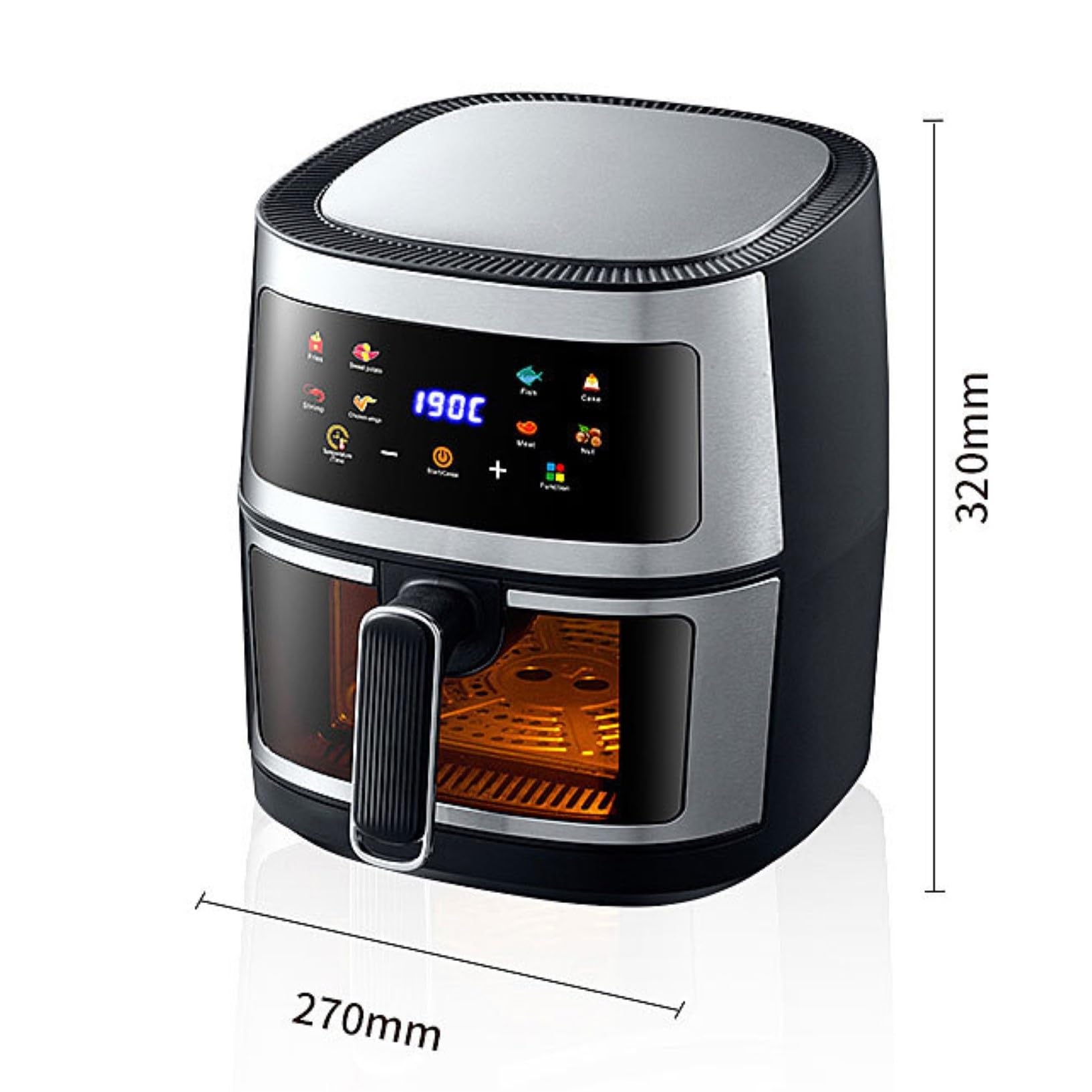 Grande Forno Friggitrice Ad Aria Multifunzione Mini Forno,Forno A Convezione Da Banco Con Girarrosto,Friggitrice Intelligente Con Schermo Tattile Digitale