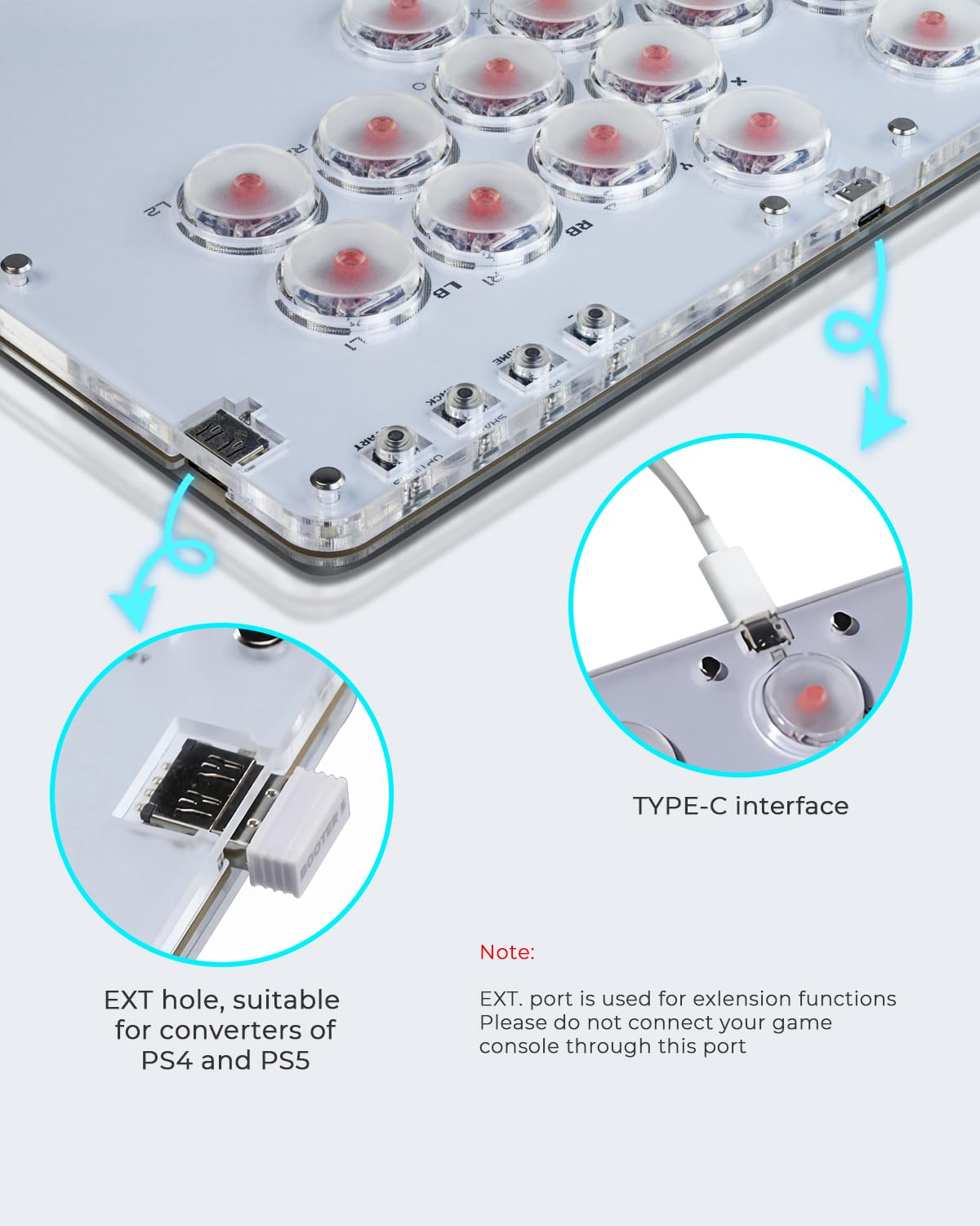 Sehawei Haute42 Booter5 Dongle Adapter for HautePad/HauteBoard,Arcade Stick Controller Converter for PS5/PS4 Console Fighting Games