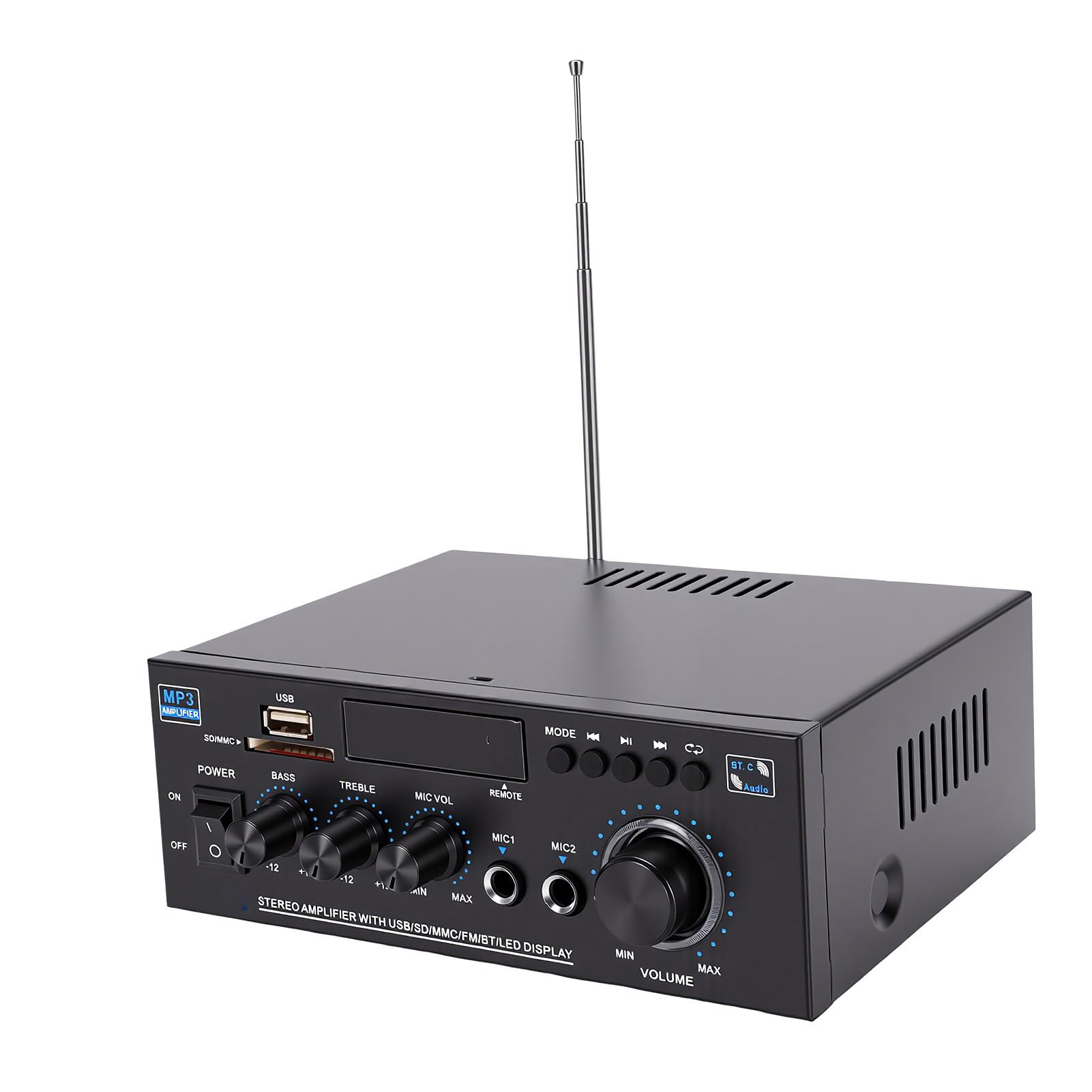 Cuifati Amplificateur Stéréo Bluetooth 5.0, Récepteur HiFi 2.0 Canaux