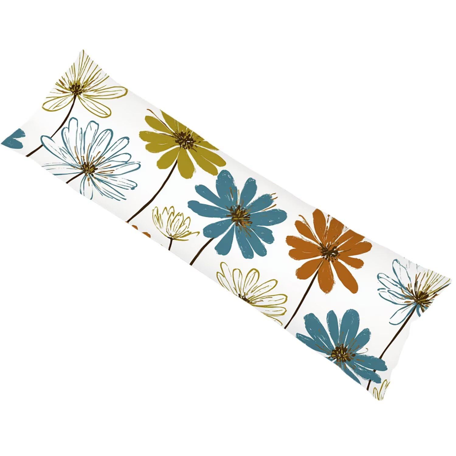 Funda de Almohada 180 cm Flores Protector Almohada 60x180cm Suave Terciopelo Funda Cojin, Blanco Pillow Case Transpirable, con Cierre de Cremallera Lateral Cushion Covers para Dormir de Lado bz-705