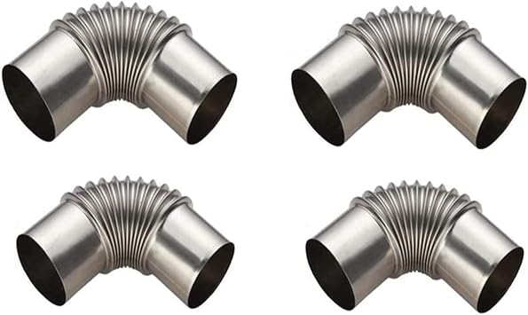 DANCHEL OUTDOOR 4PCS 90 Degree Elbow Stove Pipe Chimney Stainless Steel Non-Adjustable Flue Single Wall Accessories Indoor Outdoor, 2.36inch/6cm