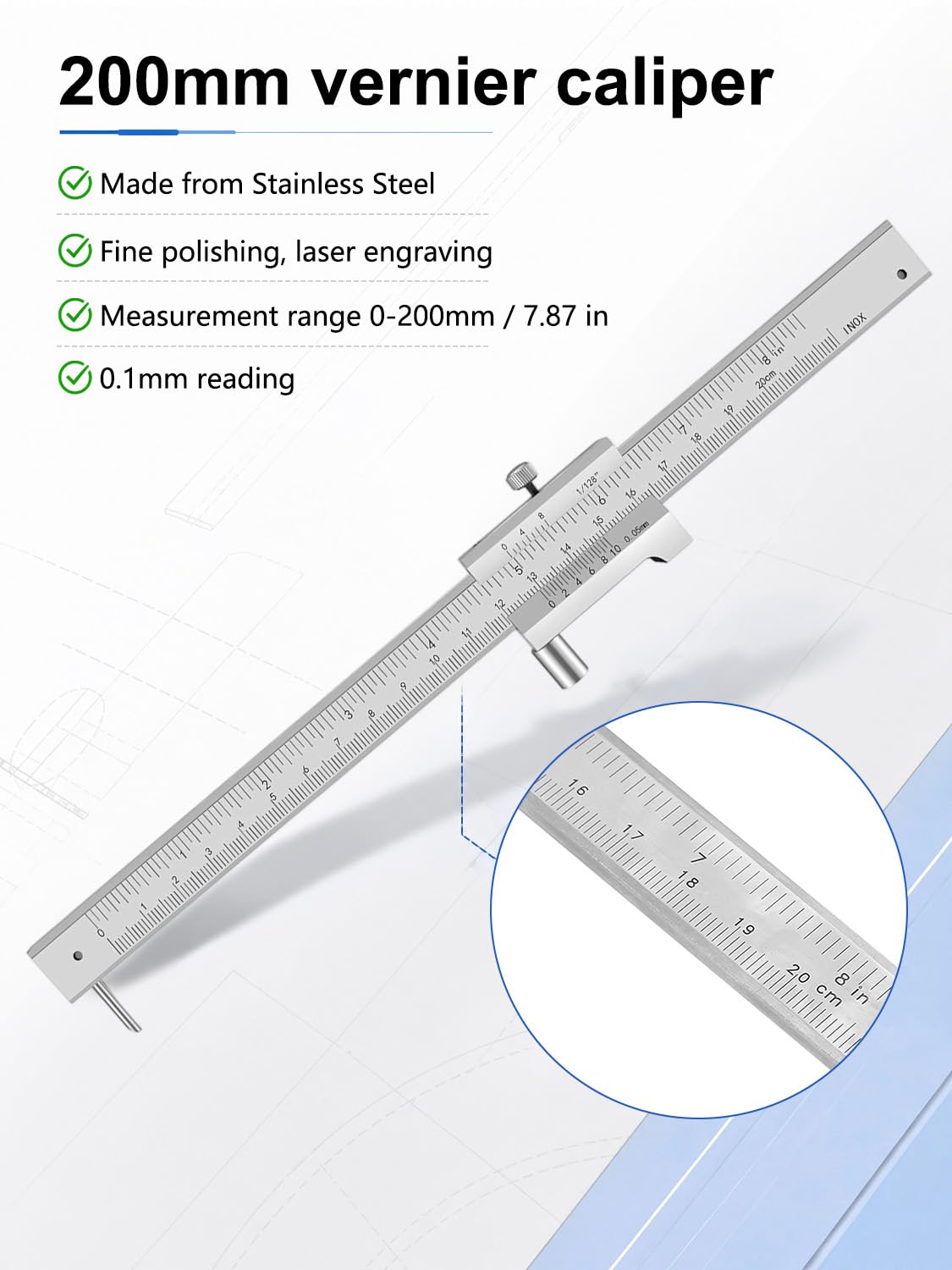 Metal Scribe, 200mm 8in Scribe Tool Marking Gauge Calipers — Amazon image 3