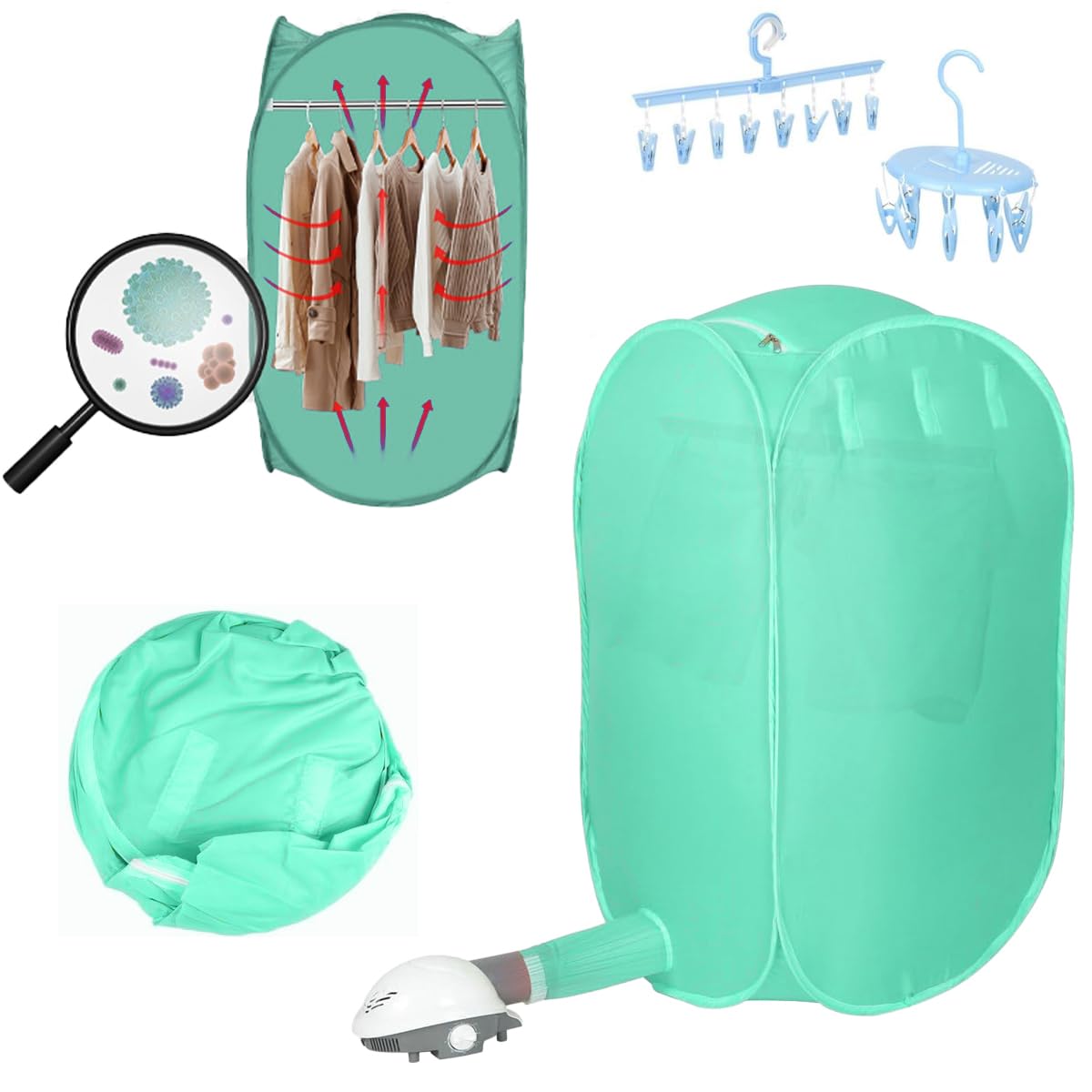 Portable Clothes Dryer with 480 Min Adjustable Timer, Folding Mini Compact Travel Dryer Machine with Wrinkle Free Drying Bag, Emergency Quick Air Warmer for Indoor/Outdoor (Multicolour).-image-31