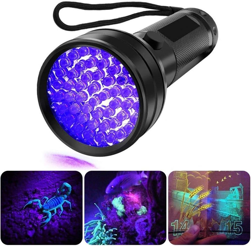 Luteti UV Light Torch, 51 LED Wide Range Black Light Ultraviolet Flashlight for Resin Curing, Counterfeit Detector, Stain, Bed Bugs and Pet Urine Detector-image-30