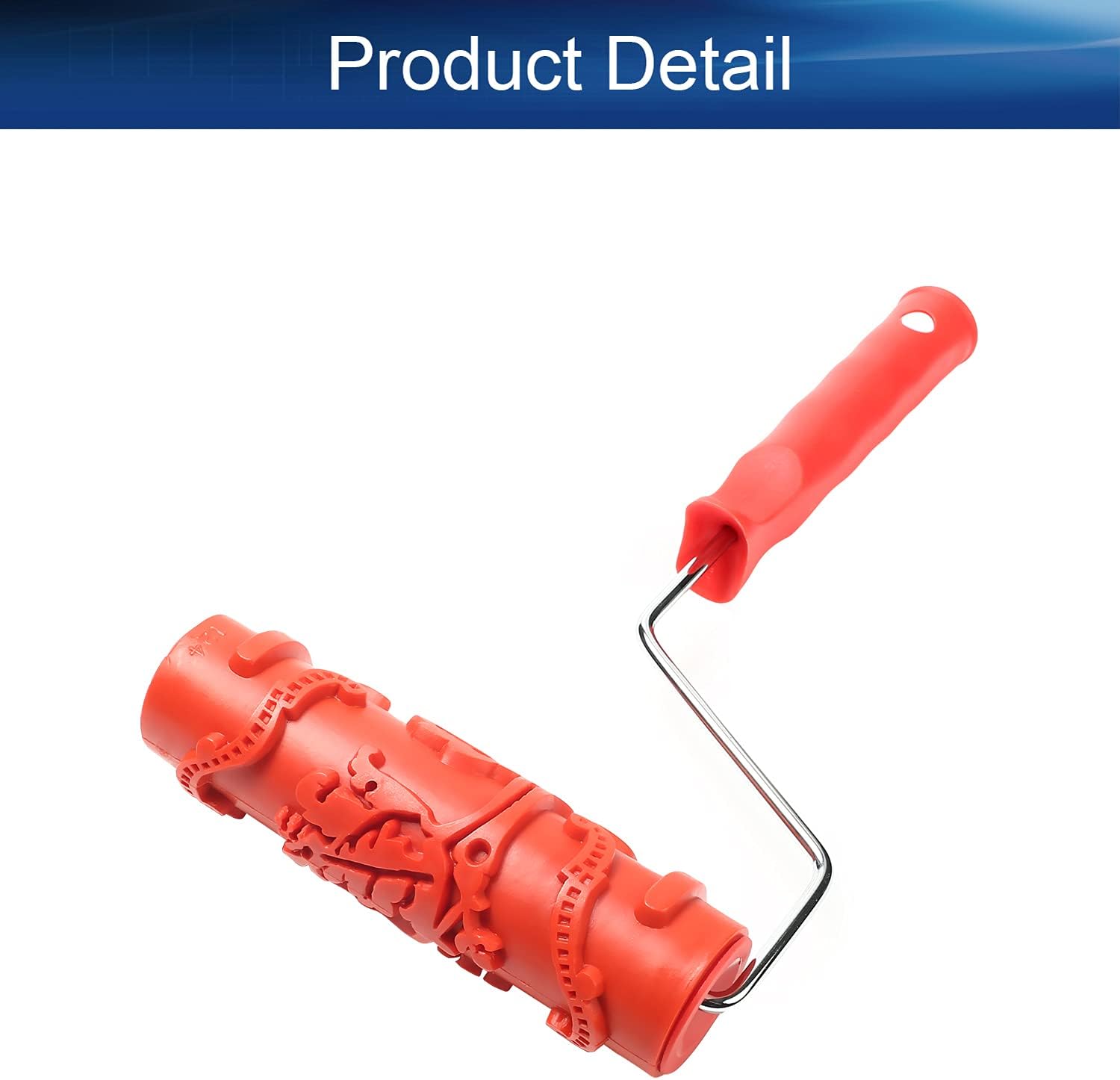 Auniwaig Embossing Rubber Paint Roller Brush Red 12.59 inch for Household Wall Painting Roller EG124T Painting Roller Brick Pattern Roller DIY Wall Decoration Art Paint Tools