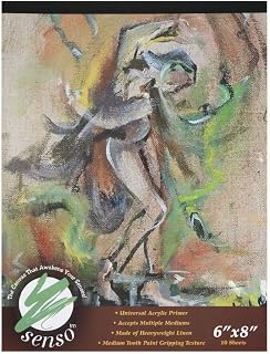 Senso Clear Primed Linen Canvas Pads - Heavyweight Acrylic Primed Canvas Pads for Painting, Coloring, Pastels, & More! - 6x8