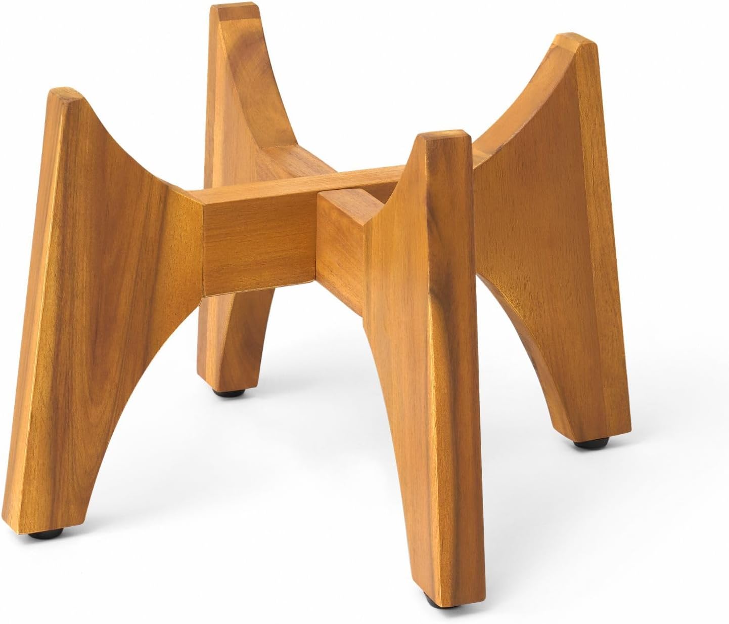 Acacia Wood Low Arco Plant Stand, Medium Indoor Solid Hardwood Wooden Plant Holder with Walnut Finish for Modern Home Decor Size M (17.9" x 11.5", Walnut)