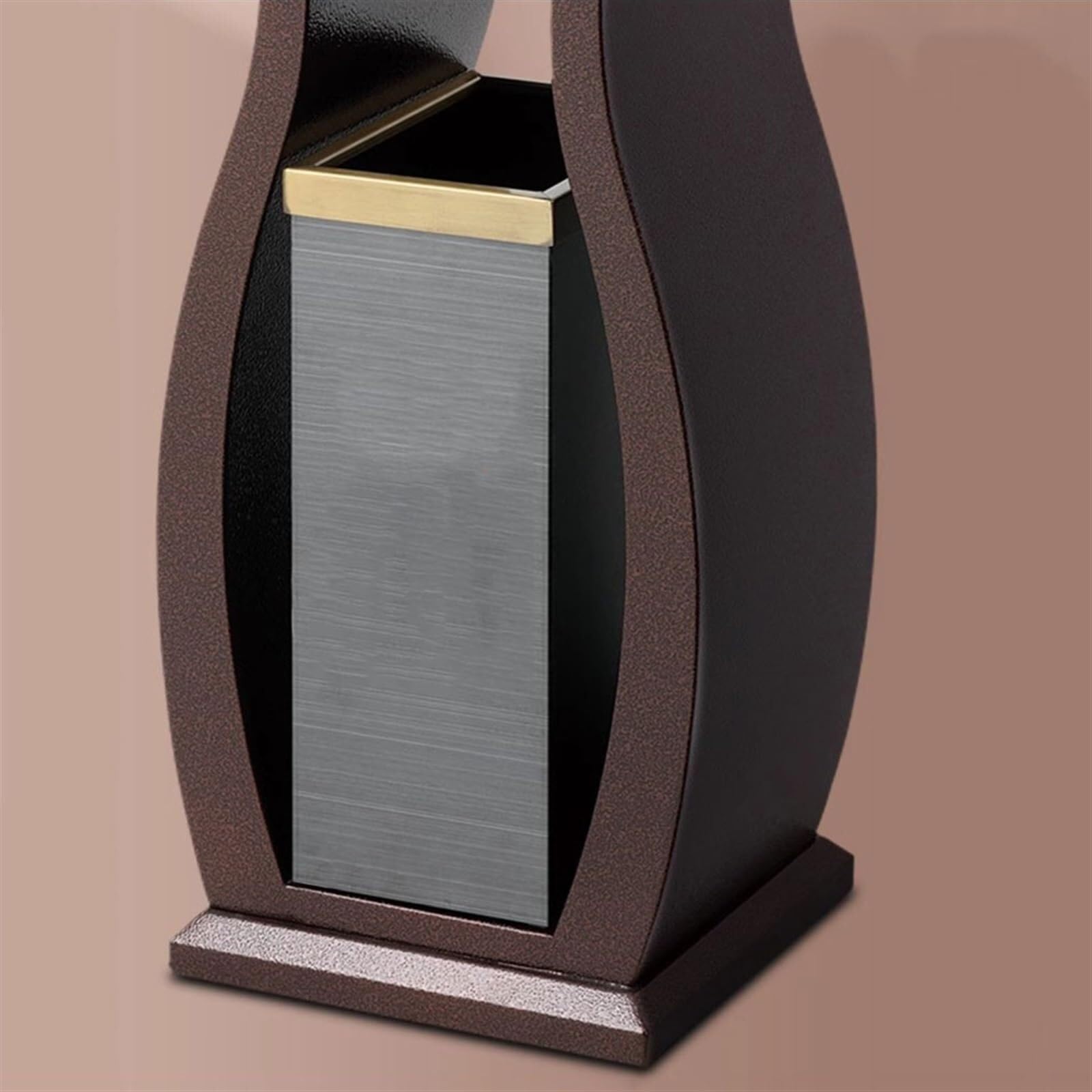Papelera Oficina Cubos De Basura Papelera De Reciclaje Para Exteriores Papelera De Acero Inoxidable De Alta Gama Para Hotel Pasillo De Hotel Vertical Con Cenicero Papelera Para Comunidad(Rose gold)