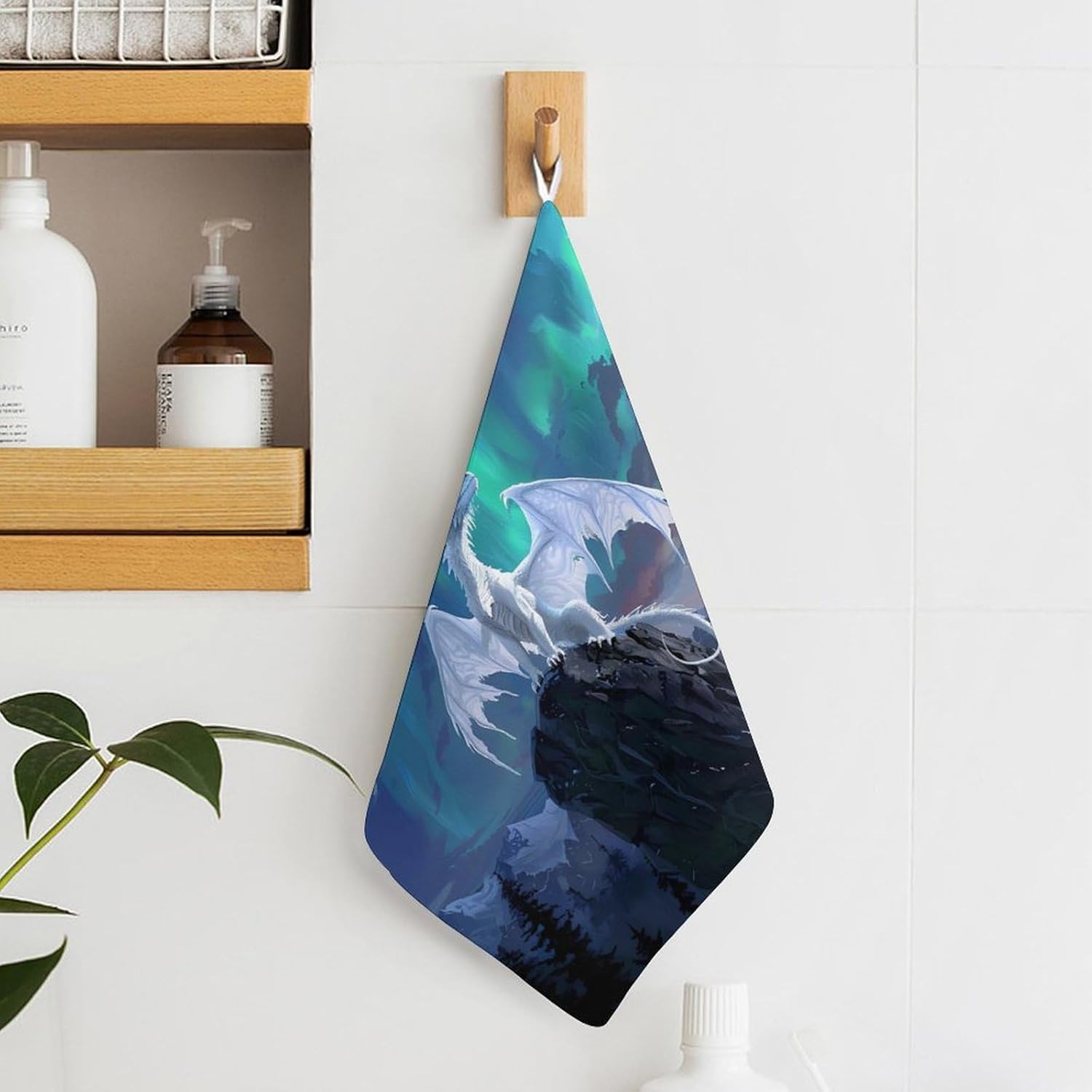 Flying Dragon Hand Towels for Bathroom Kitchen Towels Small Towel Handkerchiefs with Hanging Loop 4PCS