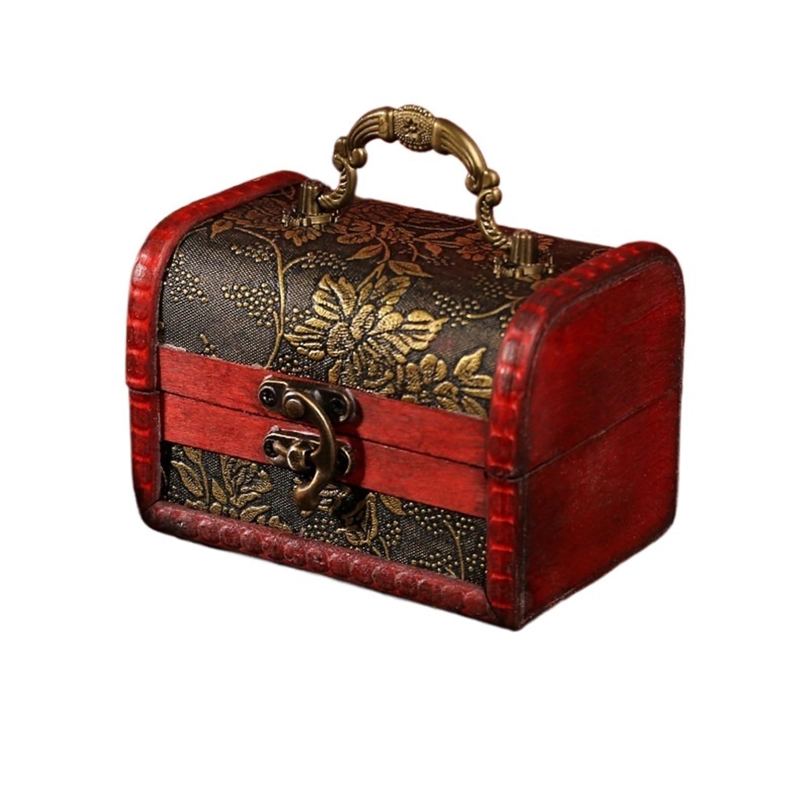 NIUSABOU Wood Jewellery Organiser, Wooden Storage Box with Green Crystal Inlay, Decorative Keepsake Case(Color1)