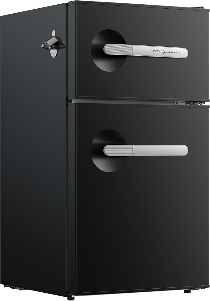 Frigidaire, 3.1 Cu. Ft. 2 Door Retro Series Compact Refrigerator, Built-In Side Bottle Opener, Onyx on Fridge.com