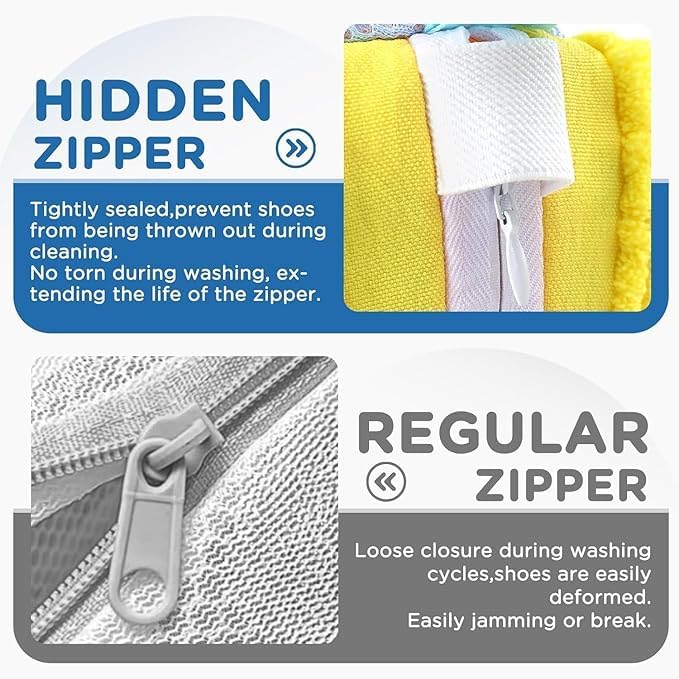 Image of Shoe Washing Machine Laundry Bag, Fluffy Fiber Cleaner Pouch, Washer Use Protective Cover, Sneakers Boots Deep Clean Without Damage, Durable Mesh Design Holder Bifold Compact Wallet (Pack of 1)