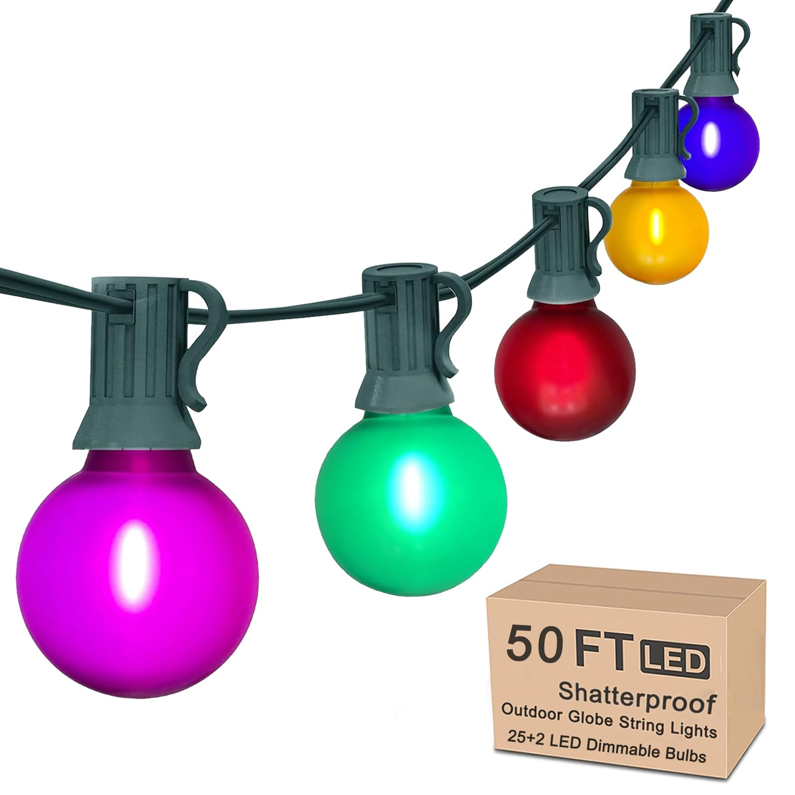 SUNSGNE G40 LED Vintage Christmas Lights, 50FT Christmas Globe String ...