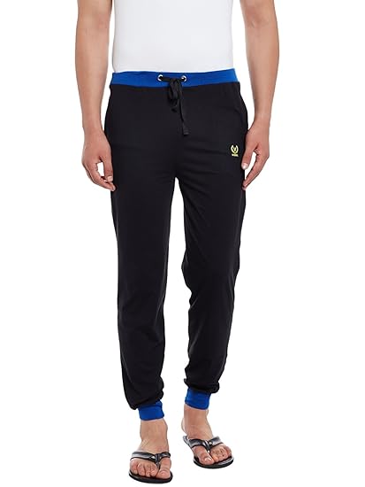 Men's Regular Fit Trackpants (D9BLACKTURQ-XL_Black_X-Large)