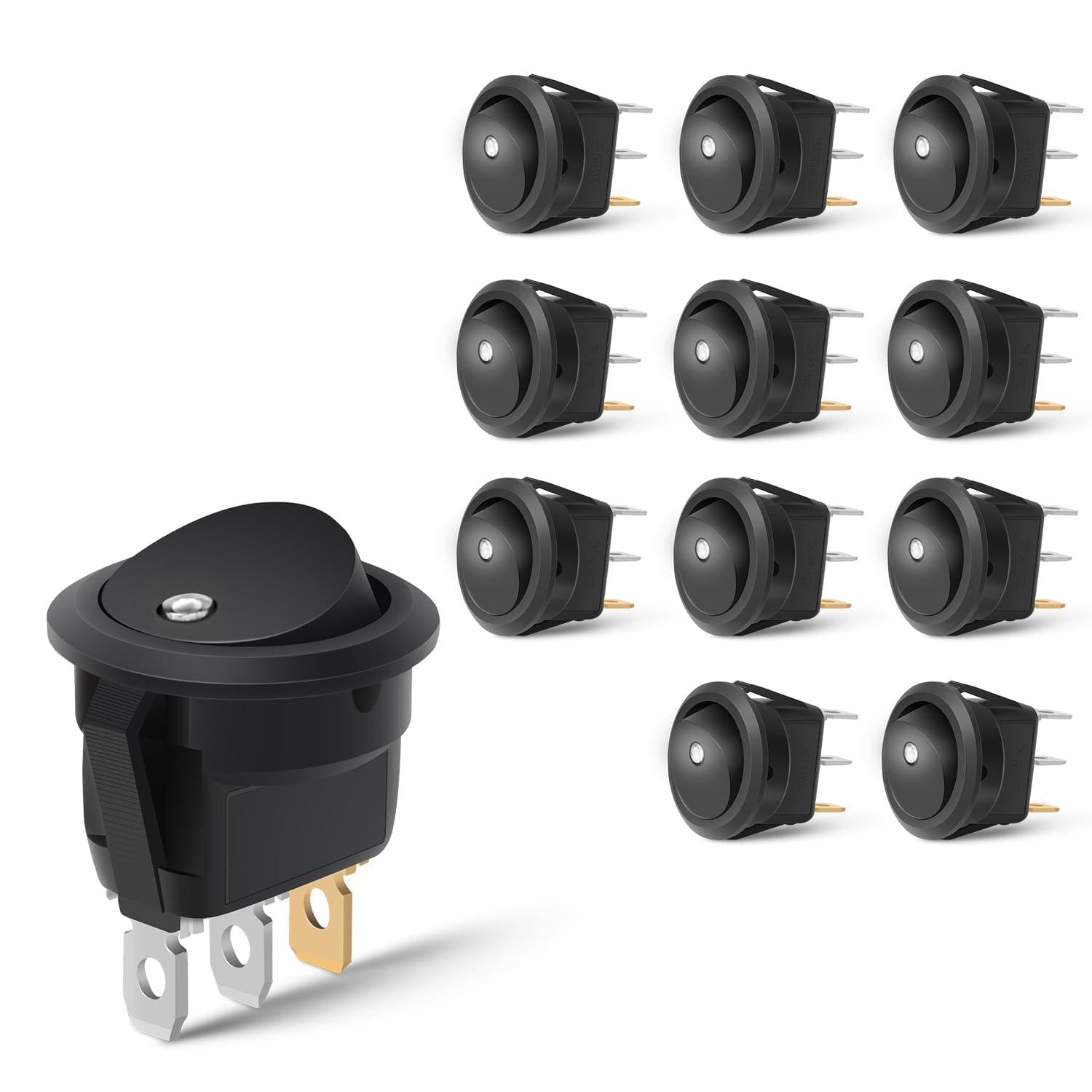 Nilight 12PCS LED Rocker Switch 12V-24V 20A White Lighted ON Off