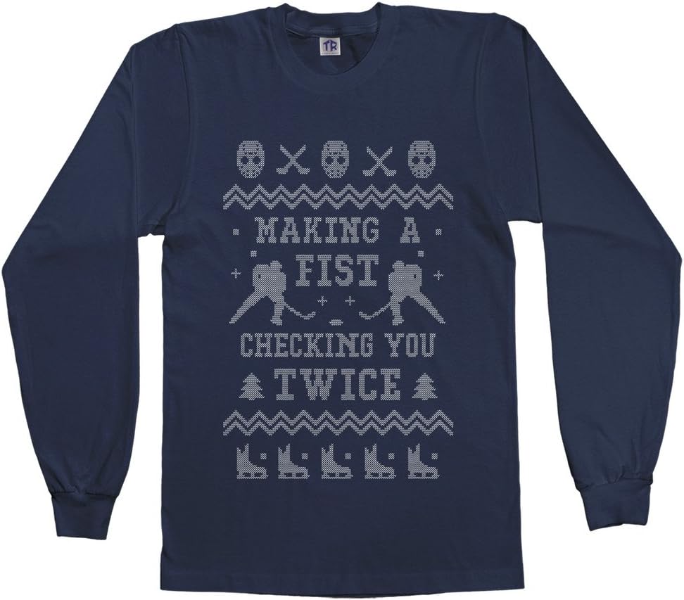 Threadrock Big Girls' Hockey Ugly Christmas Youth L/S T-Shirt