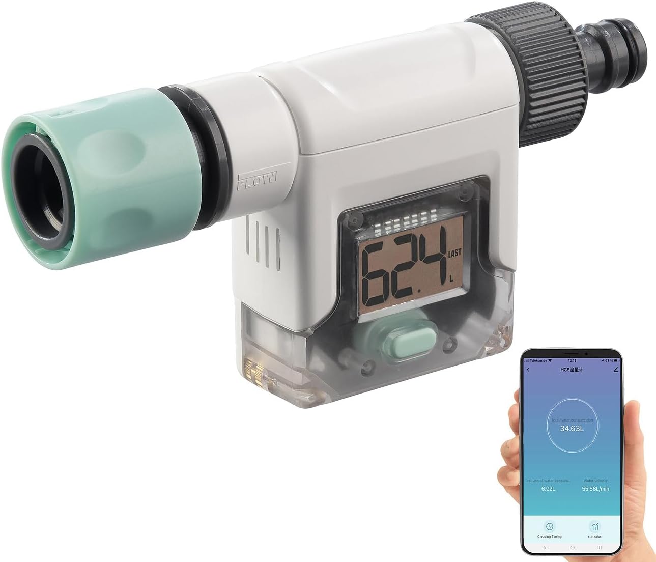 Royal Gardineer Smart Water Zähler 4er-Set - WLAN Wasserzähler Für Gartenschlauch Mit App