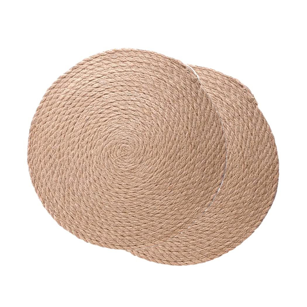Hoshen 2-Piece Set Of Linen Round Woven Placemats, Home Thicker Placemats, Anti-Scald Heat Insulation Pads For Kitchen Tables, Heat-Resistant And Non-Slip, 7 Inches(18cm)