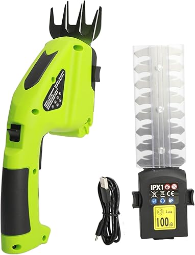 Cortasetos inalámbrico de mano 2 en 1, cortadora de césped eléctrica de 7.2 V, cortador de setos recargable portátil para jardín, patio, césped,