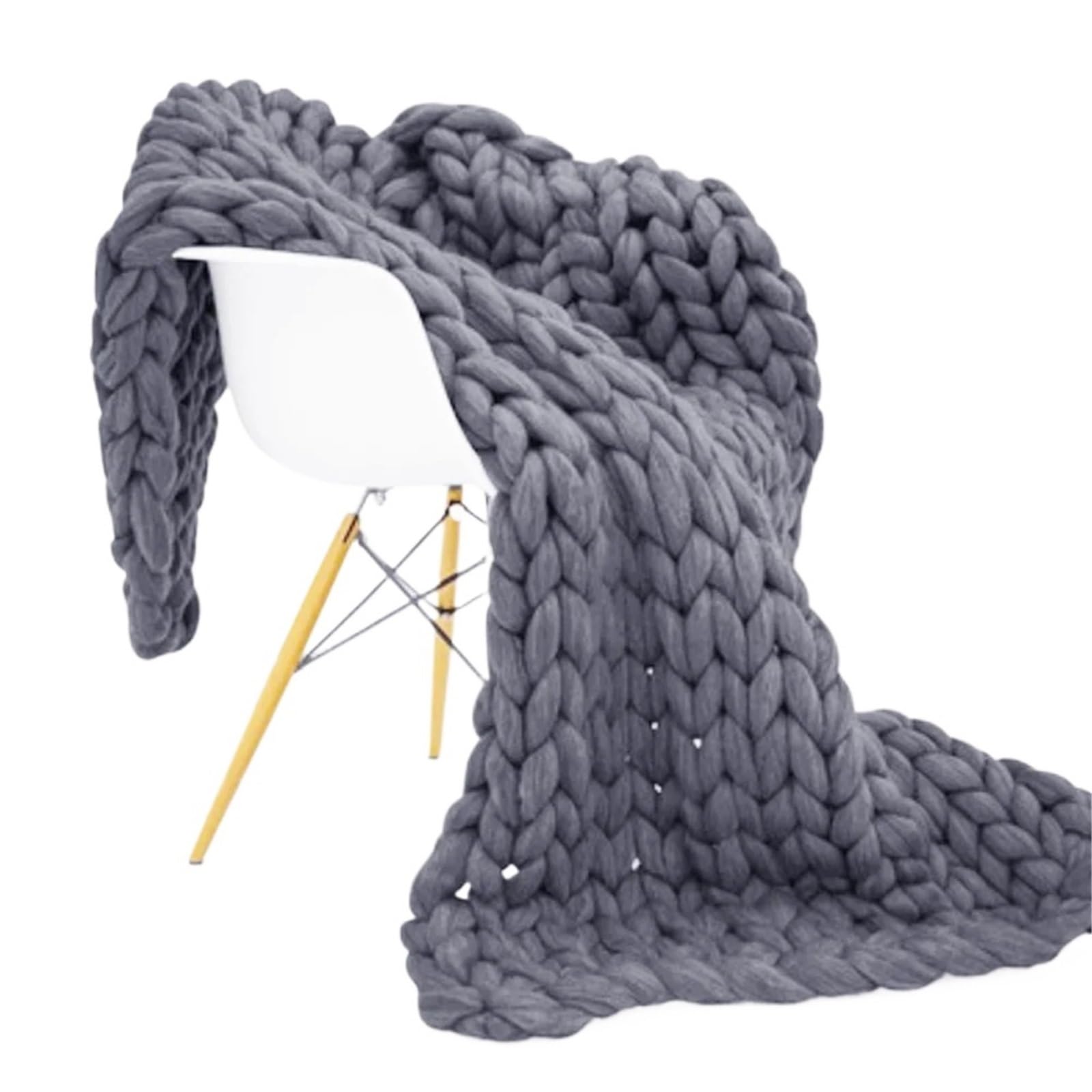 GCYEIDMA Throw Blanket Grey Handwoven Knit Throw Blanket Sofa Versatile Fluffy Soft for