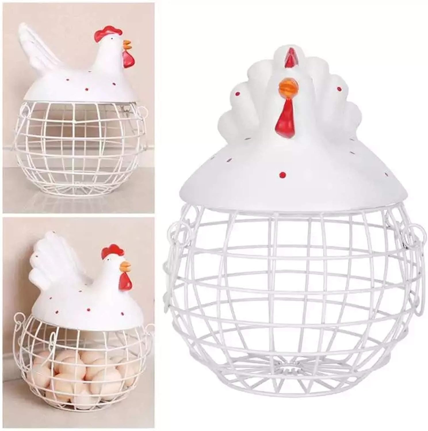 卵ケース 卵収納ボックス 卵収納バスケットチキンシェイプキッチン装飾装飾品 卵収納 コンパクト収納 (色 : 白, Size : 2