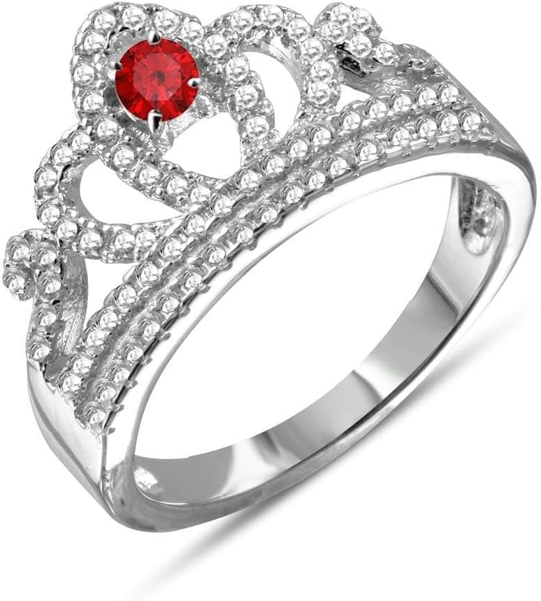 Rhodium Plated 925 Sterling Silver Tiara & Clear CZ Band Ring Sizes 5-9