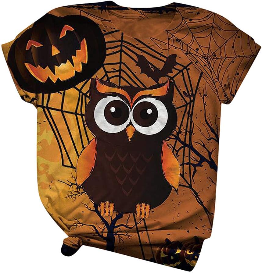 Chickwin Top Donna Taglie Forti – Camicia Estiva Con Stampa Halloween, Maniche Corte, Girocollo, Misto Cotone (S-3XL) - 3