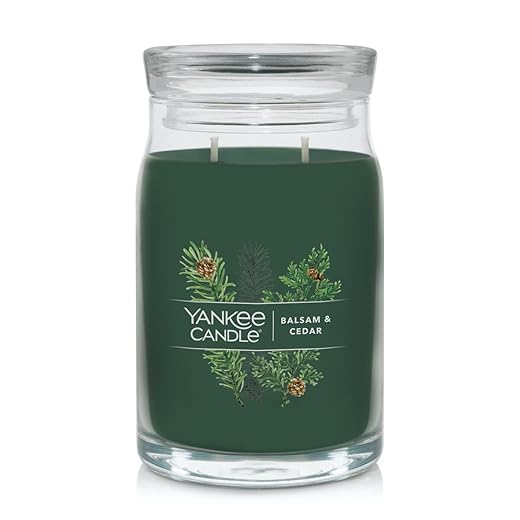 Yankee Candle Balsam & Cedar Scented Signature 20oz Large Jar 2-Wick Candle Over 60 Hours of Burn Time