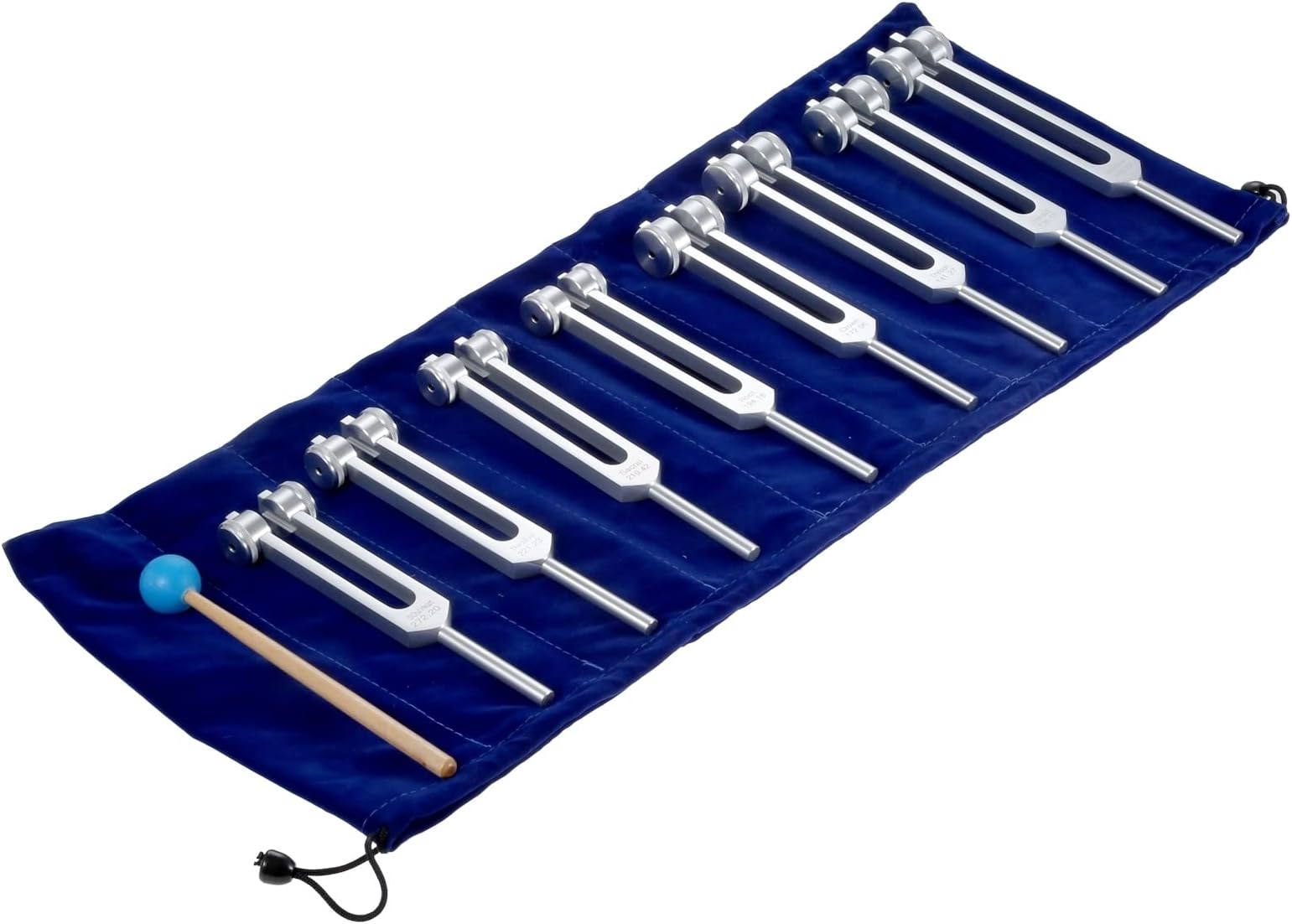 Chakra Tuning Forks Set, 7 Chakra and 1 Soul Purpose Weighted Tuning Forks with Silicone Hammer, Bag, Cleaning Cloth, for Healing, Sound Therapy, Musical Instrument, Balancing, Vibration (Silver)
