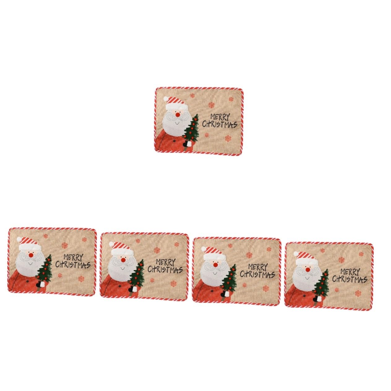 TOPBATHY 5 Piezas Decoración Navideña Mantel De Papá Noel Manteles Individuales De Algodón Tapete De Mesa De Comedor De Navidad Manteles De Cocina Manteles De Navidad Rojo Tela
