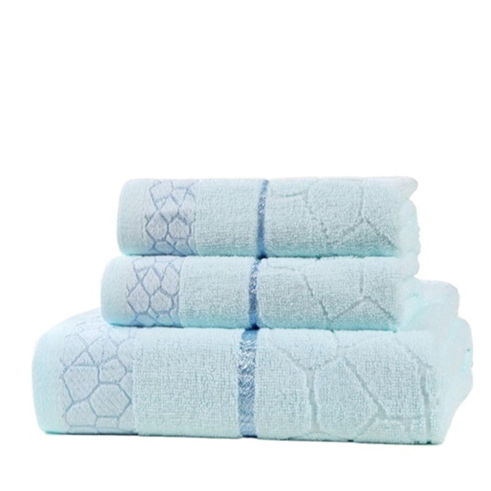 WSQHAO 3pcs Towel Set Cotton Face 34 * 72 * 2pcs + Shower 70 * 140cm Beach Geometric Home Bath Adults Bathroom for Shower(Color1)