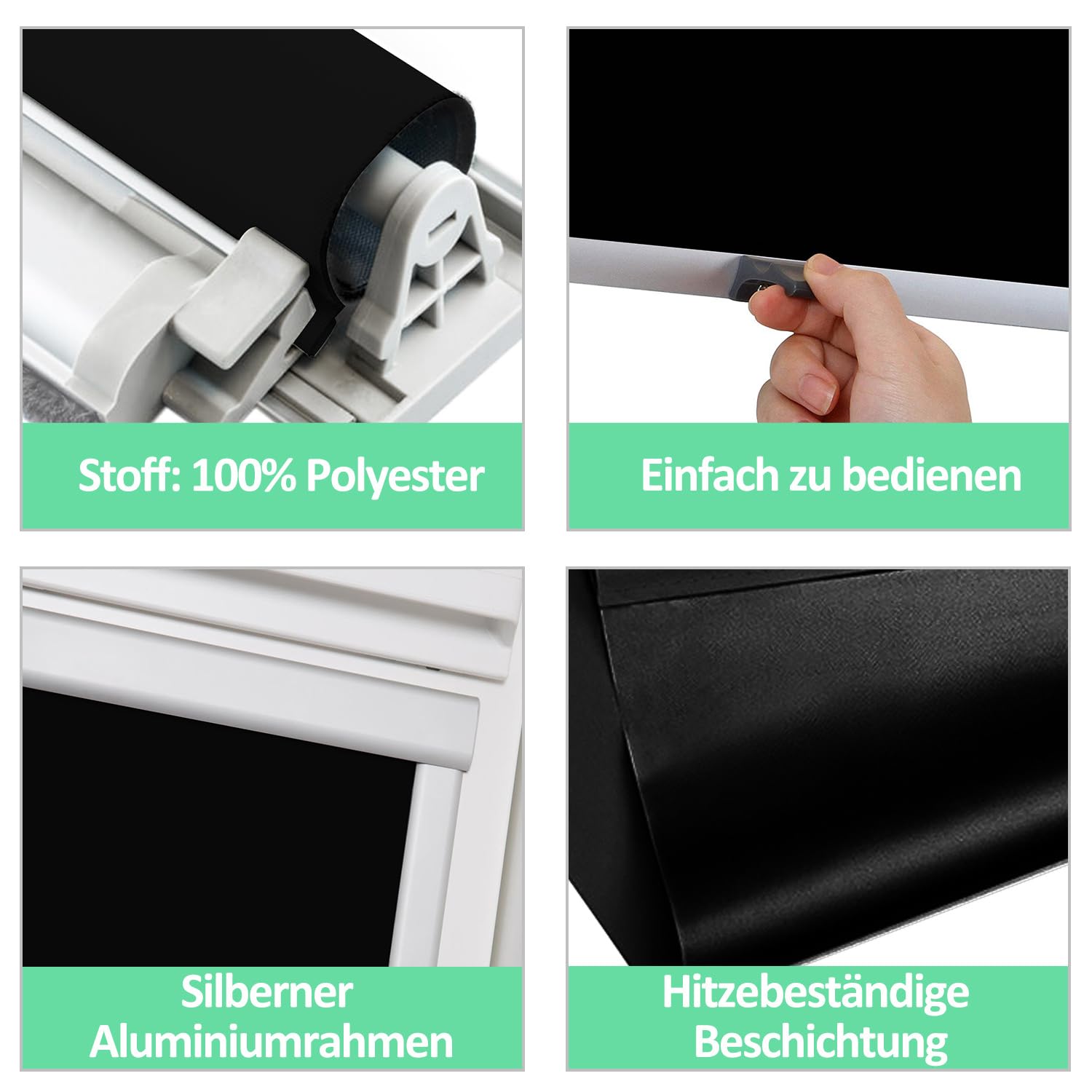 Estor opaco para tragaluz, estores térmicos, protección solar, con guía lateral, marco de aluminio, negro, estores para tragaluz, para M08 (tamaño de ventana: 61,3x116 cm), Montaje sencillo