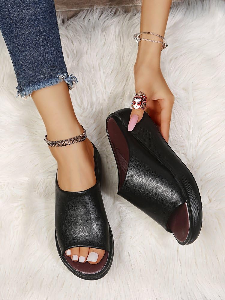 Orthopedic Sandals Summer Comfortable Orthotic Leather Wedges Slides Dressy Platform Heel Arch Support Slip Sandals4