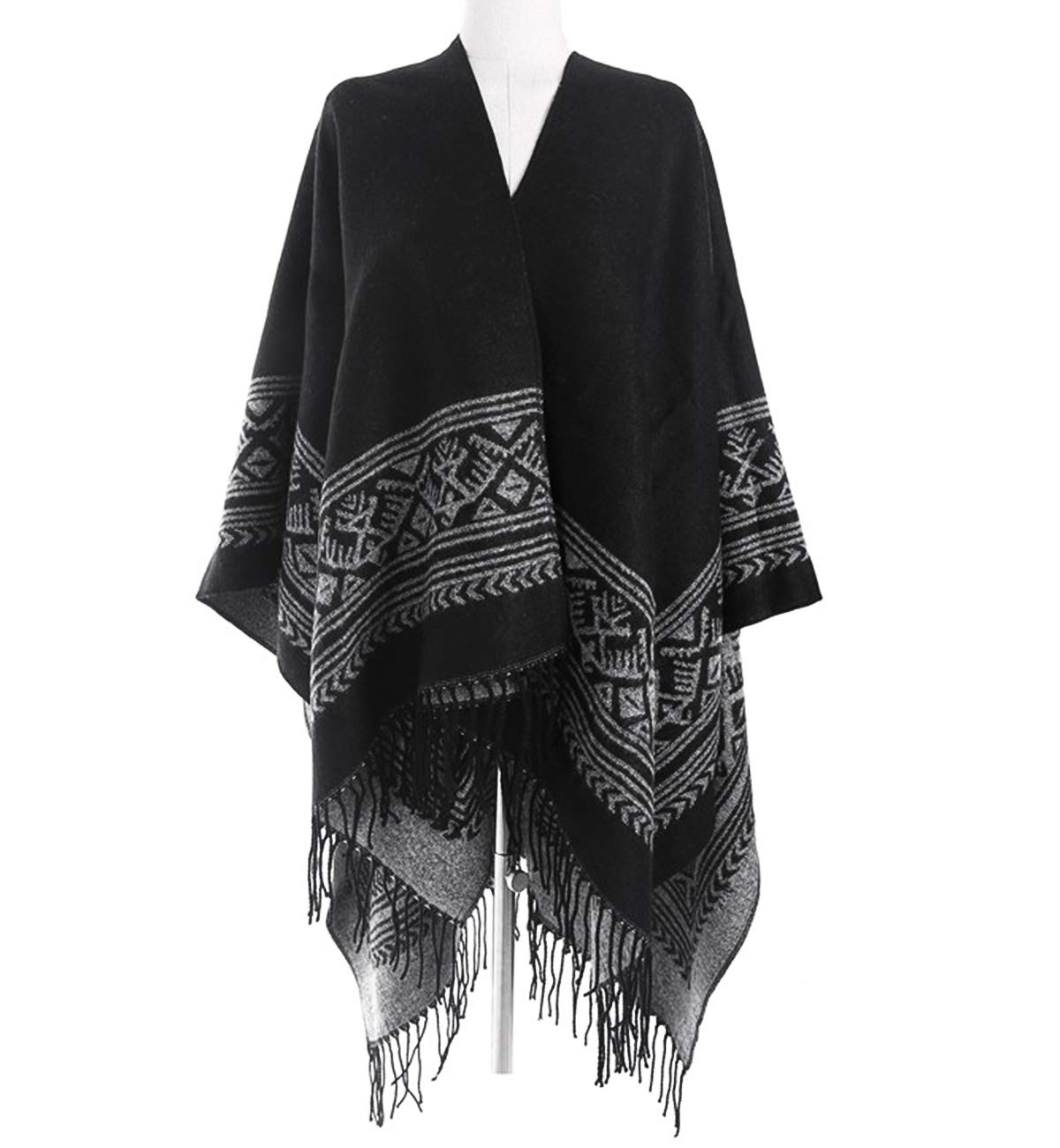 Superora Poncho Châle Elégant Chaud Ouvert à Carré Automne Hiver Femme